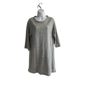J.Crew Gray Casual T-Shirt Dress 3/4 Sleeve Sweatshirt Material Comfort Midi M